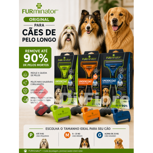 Escova Furminator Cães Pelo Longo - Tam P , M ou G Escova Furminator Cães Pelo Longo - Tam P , M ou G
