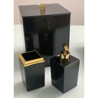 Kit Banheiro Quadrado Preto com Dourado