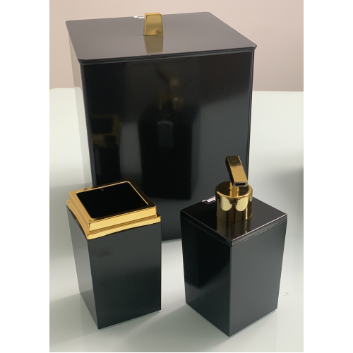 Kit Banheiro Quadrado Preto com Dourado