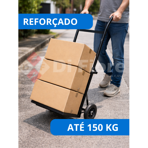 Carrinho 150 Kg de Carga Preto Ajustável e Reforçado