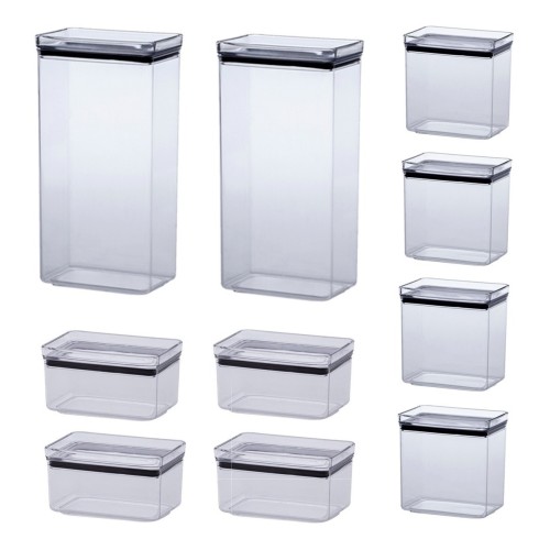 Kit com 10 Potes Herméticos Retangular