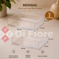 Kit 2 Bandejas em Acrílico Lavabo Cozinha Sala Organização Decoração