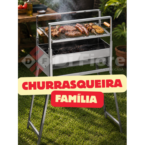 Churrasqueira Galvanizada 2 Alturas Grelha a Carvão - Portátil e Compacta