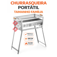 Churrasqueira Portátil Tamanho Família A Carvão Pés Dobráveis