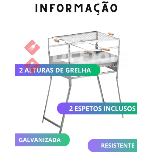 Churrasqueira Extra Grande Portátil Dobrável a Carvão Churrasqueira Extra Grande Portátil Dobrável a Carvão