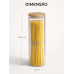 Pote de Vidro com Tampa em Bambu Mantimento Macarrão Espaguete Pote de Vidro com Tampa em Bambu Mantimento Macarrão Espaguete